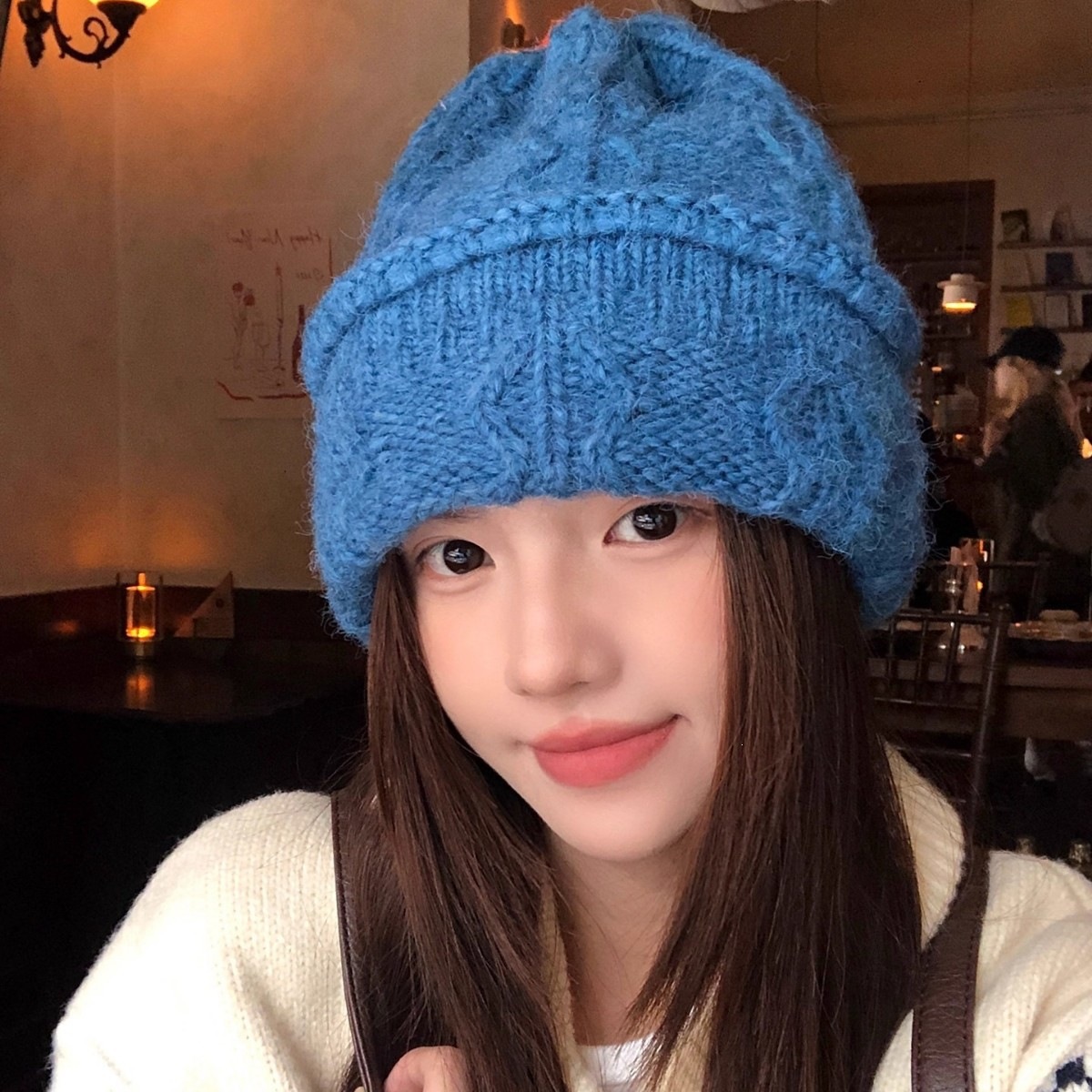 Beanie Cuffed Knit - Krem Rengi Örgü Bere Kadınlar İçin