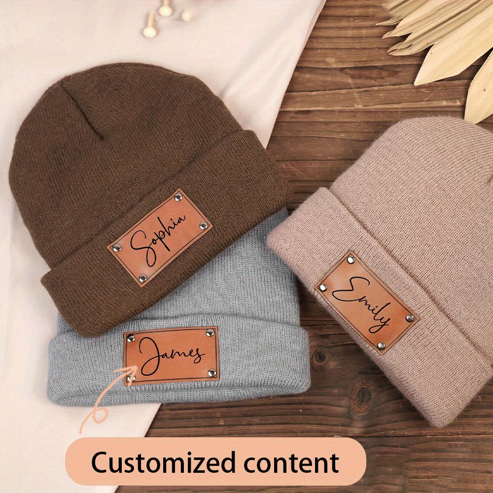 Beanie Cuffed Knit - İsim Yazılı Özel Deri Etiketli Örgü